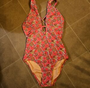J. Crew Pink Floral One-Piece Swim Bodysuit